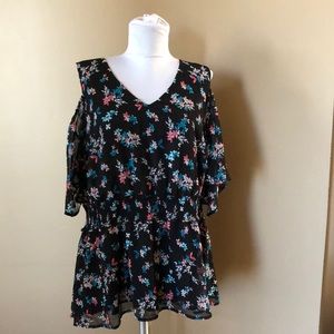 Blouse By Lane Bryant Size 18 Black Floral Print